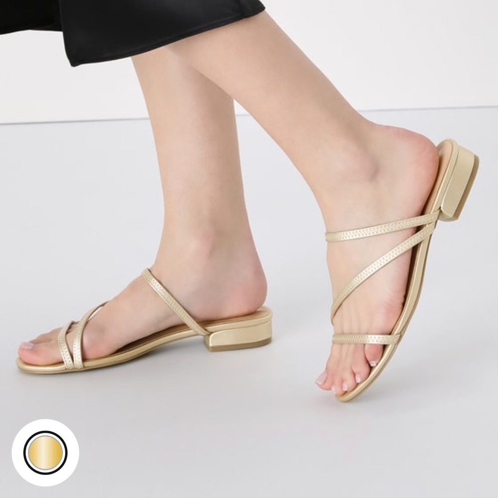 Lulu’s Monroy Gold Strappy Slide Sandal